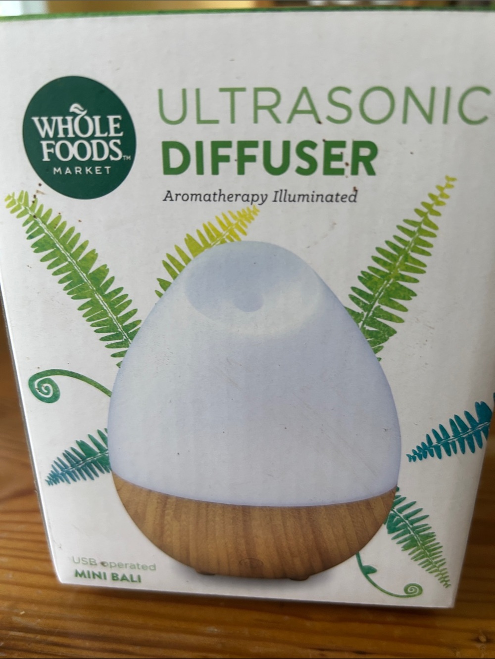 Whole Foods Ultrasonic Diffuser - White & Wood, brand new, still in box